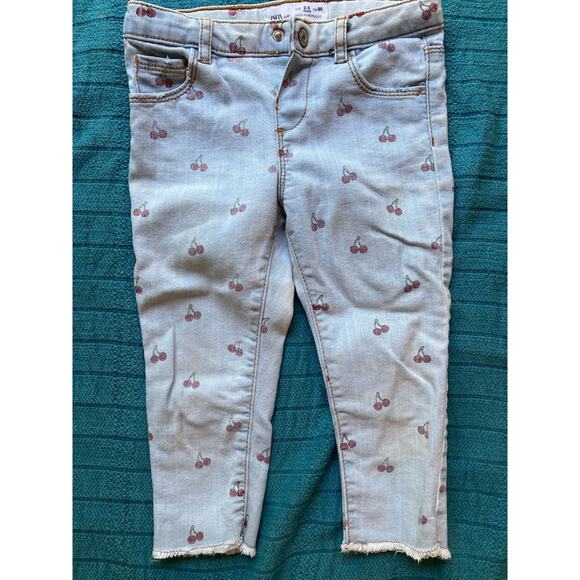 Zara Girls Jeans & Leggings Lot ~ Cherries Lemons Strawberries Sz 2-3 - Picture 2 of 6